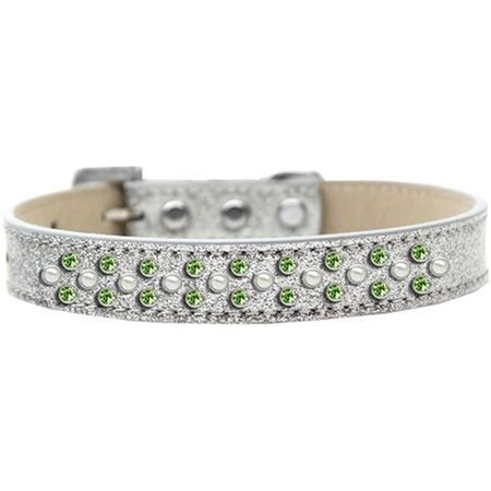 UNCONDITIONAL LOVE Sprinkles Ice Cream Pearl & Lime Green Crystals Dog CollarSilver Size 14 UN847363